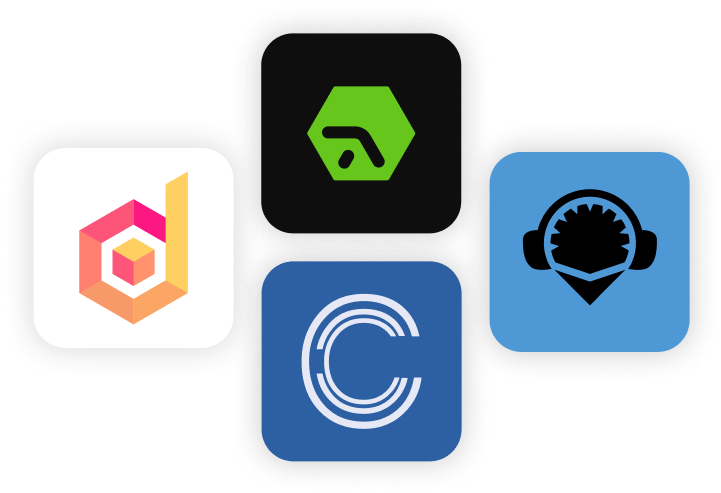 Banner showing four resource app icons